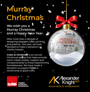 Crisis at Christmas supported by Alexander Knight & Co accountants in Hale Altrincham